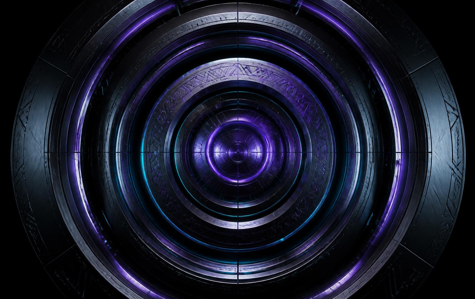 Concentric metal vault rings with glowing seams