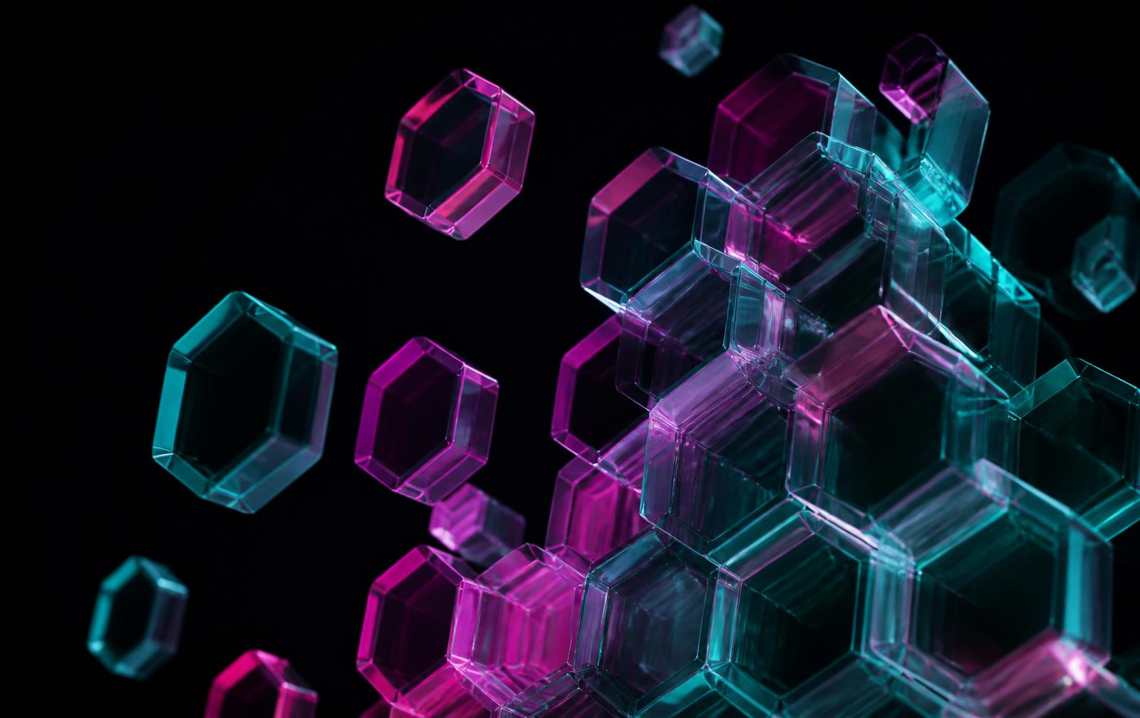Translucent hexagonal modules assembling into a structure